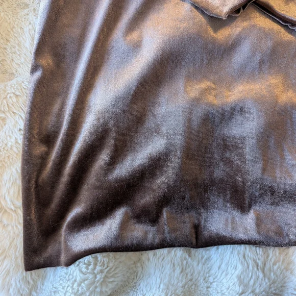 Zara Velvet Long Sleeve Dress in Soft Brown - Picture 4 of 6